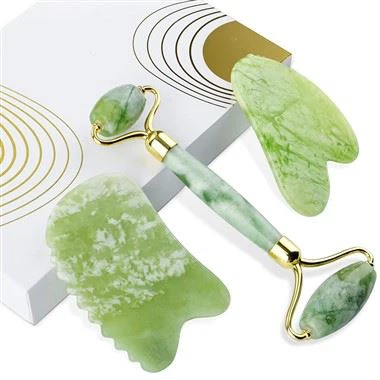 100% Real Natural Jade Roller And Gua Sha Set
